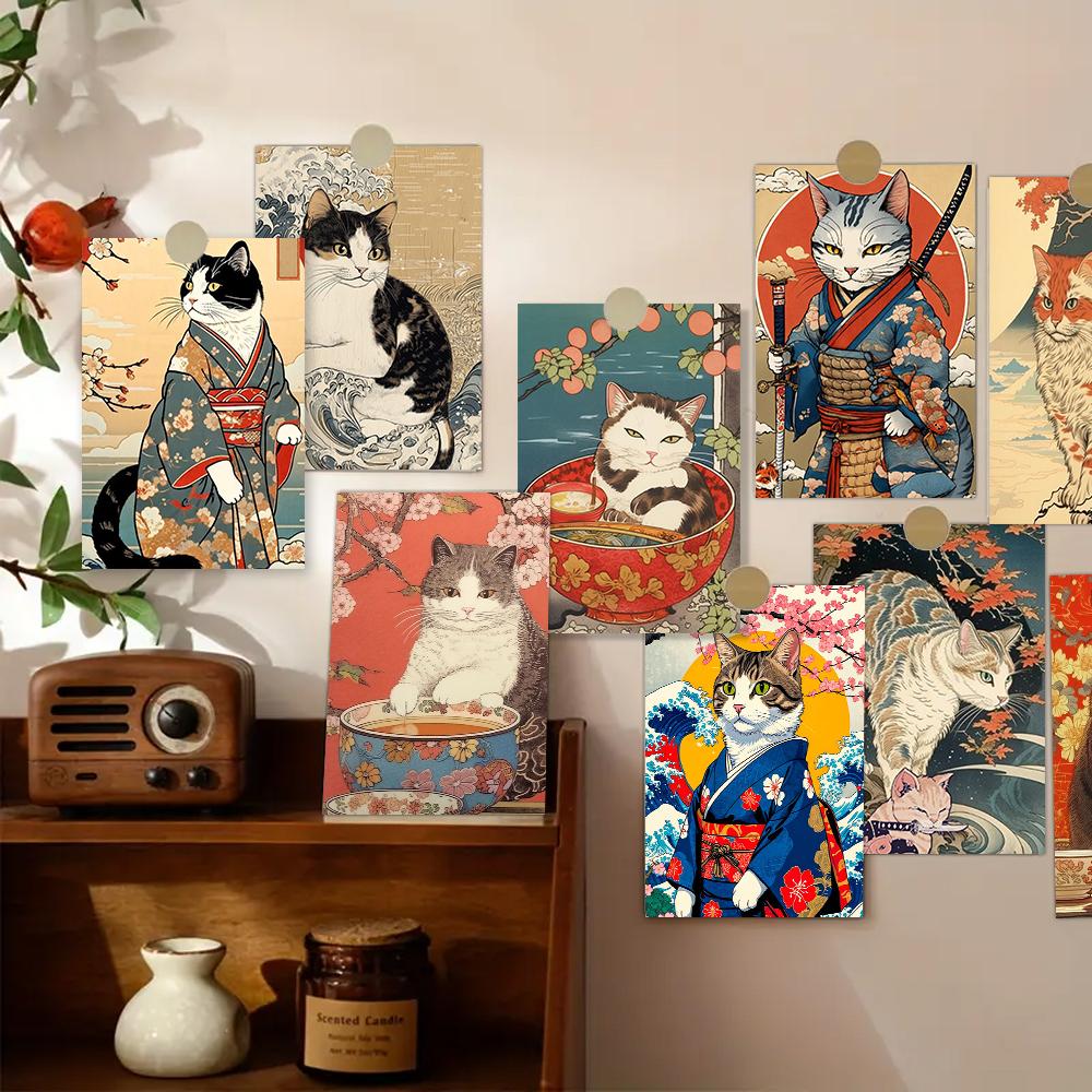 32 Pieces, Japanese-style Cat Postcard Set, Birthday/anniversary Gifts, Collectibles, Suitable for Gifting, and Mailable.