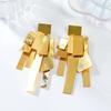 Elegant Exaggerated Ear Studs Zinc Zinc Alloy Square Tassels Eardrops Big Golden Dangle Earrings  Girls