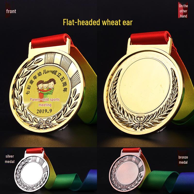 Kindergarten Sports Marathon Metal Medals - Gold, Silver, Bronze Honor Plaques for Children