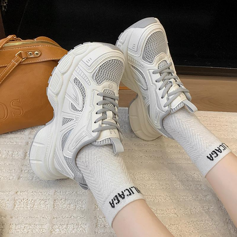 Mesh dad shoes women's summer 2025 new thin breathable thick-soled versatile height-increasing lightweight casual sports shoes