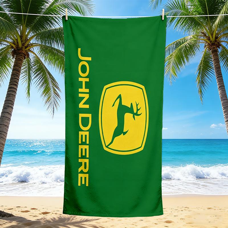 1Pc John Deere Logo Beach Towel, Quick Dry, Multi-Use for Beach Pool Gym Yoga Home Travel, Christmas, Halloween, Xmas Gift M928884