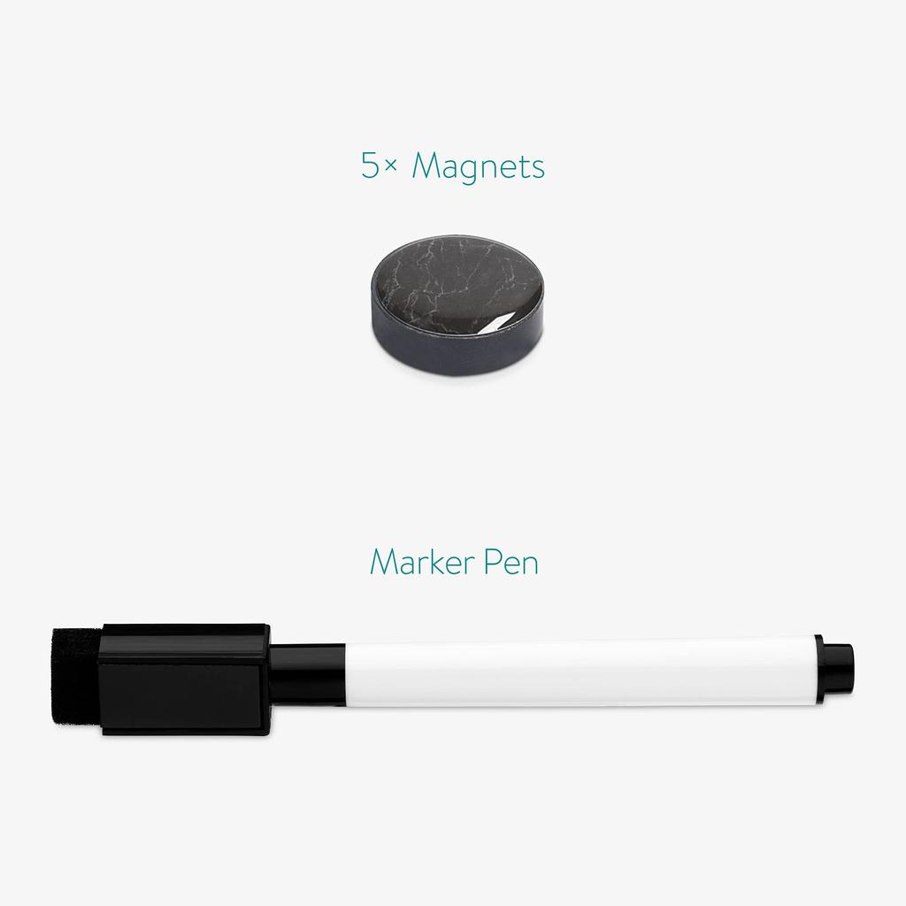 Navaris Magnetic Board, MDF Whiteboard, Wall-Mounted Chalkboard - Memo Board, Desk Panel, Display Board with Pen, 60x40cm, Lamp Design