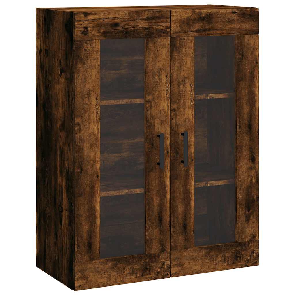 Vidaxl Witrynka Przydymiony Dąb 69,5X34X180 Cm Materiał Drewnopochodny