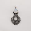 Natural Rainbow Moonstone Gemstone 925 Sterling Silver Oxidize Jewelry Pretty White-Stone Pendant 1.8" For Your Loved Ones CP-45-22
