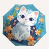 1pc Kitten Flowers Automatic Umbrella - Auto Open/Close Folding Umbrella with Reinforced 8-Rib Frame, 096