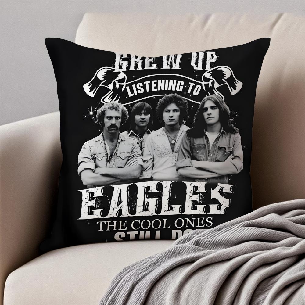 Classic Rock Band T-The Eagles Cushion Cover Pillowcase Anti-dustmite Invisible Zipper Short Plush Sofa Cushion