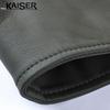 KAISER Men's Sheepskin Stand Collar Motorcycle Leather Jacket