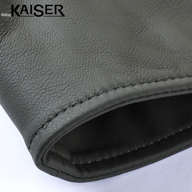 KAISER Men's Stand Collar Genuine Sheepskin Leather Motorcycle Jacket