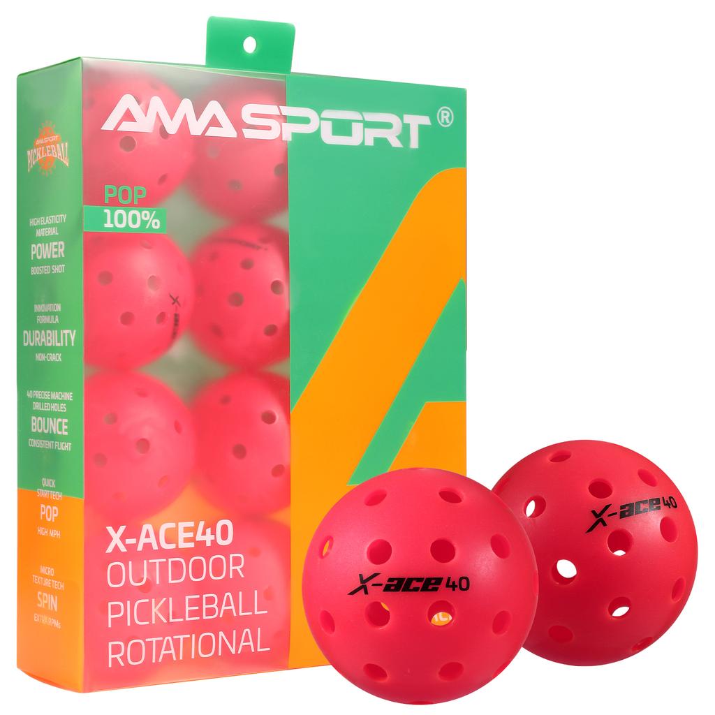 AMASPORT Pickleball Bälle X-ACE40 Professionelle Offizielle Pickleball Bälle Hoher Rückprall & Hohe Sichtbarkeit für Outdoor-Spiele
