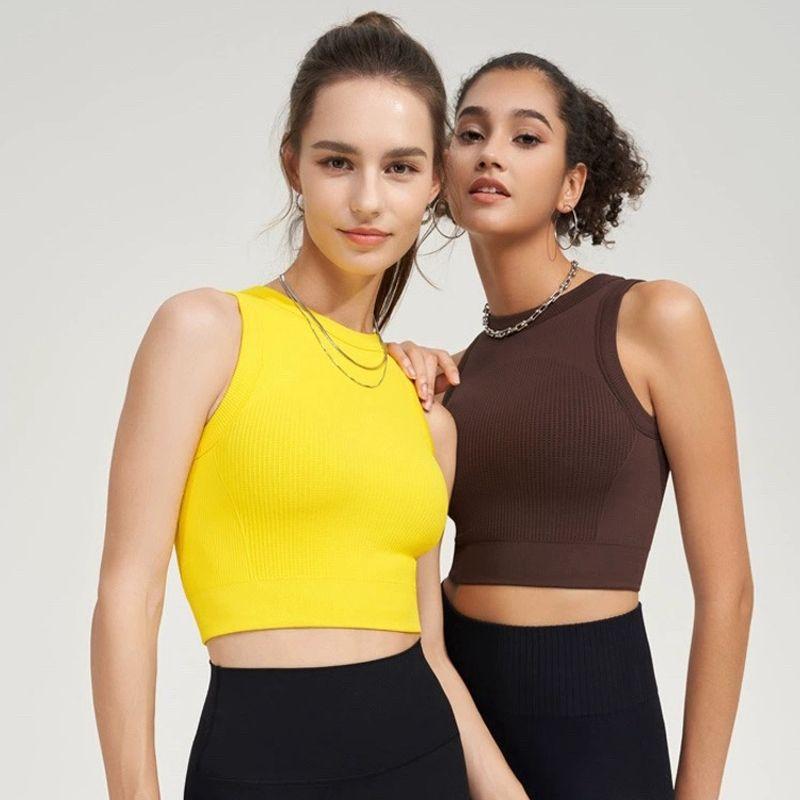 Autumn and Winter New Seamless Can Be Worn Outside Sports Underwear Vest Shockproof Fitness Yoga Clothes Bra Top One-Piece Cup
