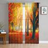 Maple Leaf Autumn Forest Landscape Tulle Curtains Living Room Bedroom Decoration Voile Window Party Drapes Curtain Sheer Polyester Ideal For Area