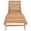 Brown Teak Solid Wood Sun Lounger