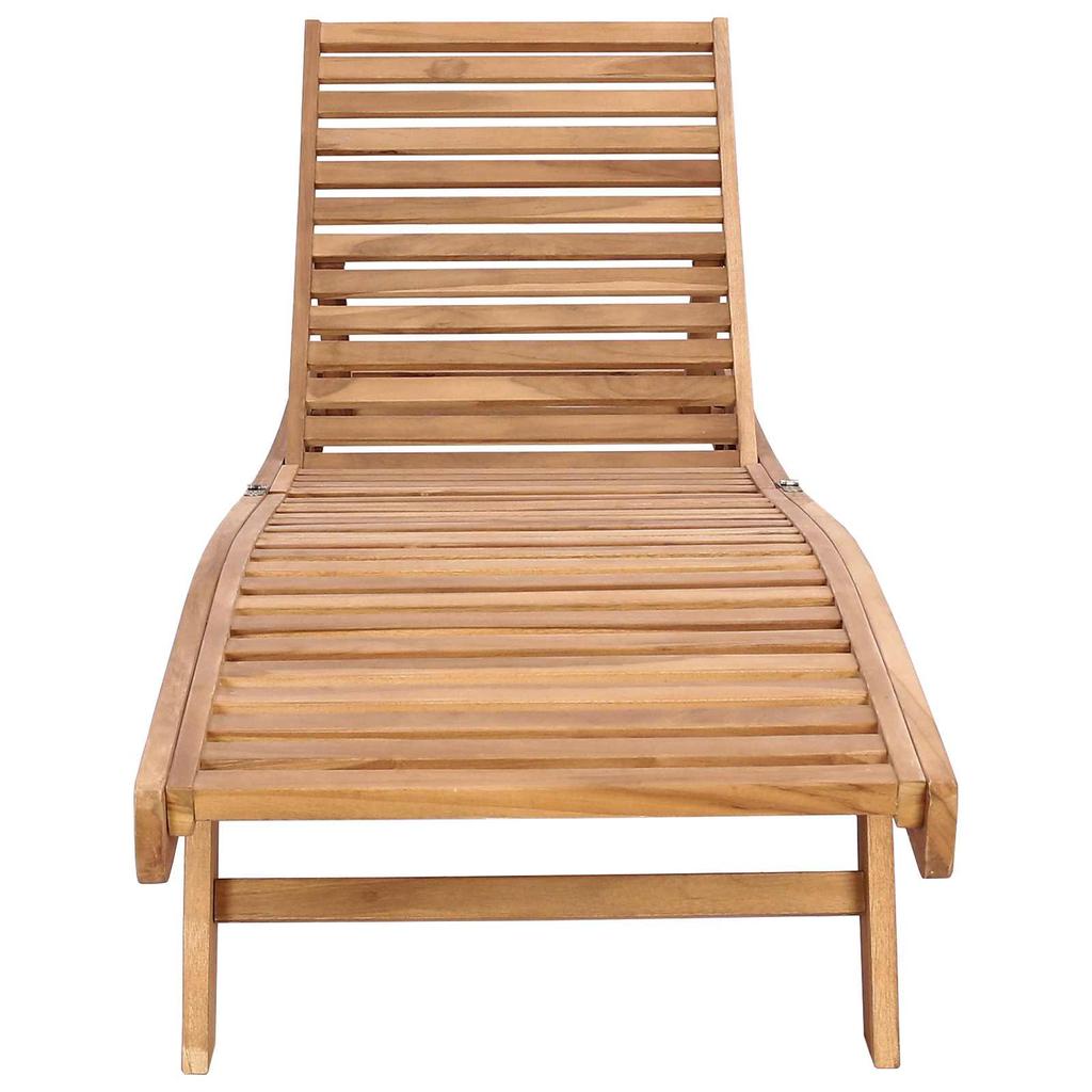 Brown Teak Solid Wood Sun Lounger