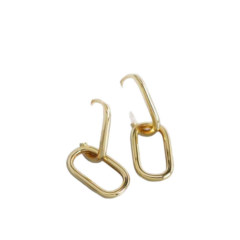 Cercei Ovali Geometrice Personalizați Design Cool Stil Metalic Clipsuri pentru Urechi Cercei Simpli și Versatili