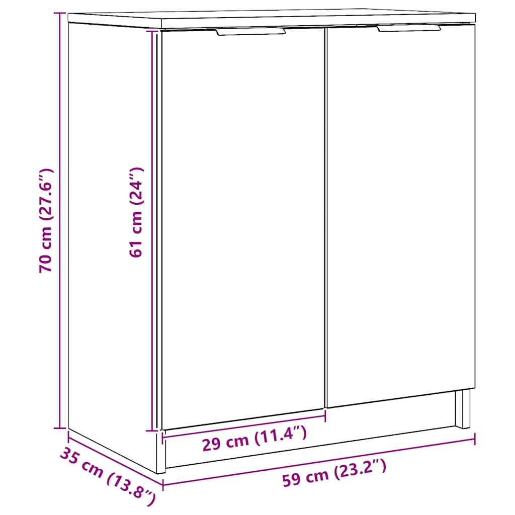 Shoe Cabinet Artisan Oak 59 x 35 x 70 cm Particleboard