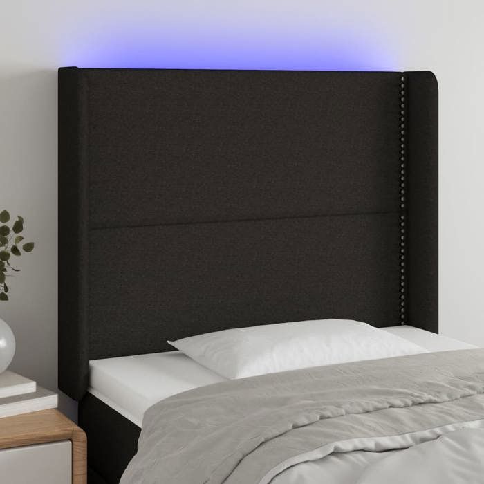VidaXL Tête de Lit à LED Meuble de Chambre à Coucher Accessoire de Lit Simple Tête de Cadre de Lit Intérieur Noir 3123892