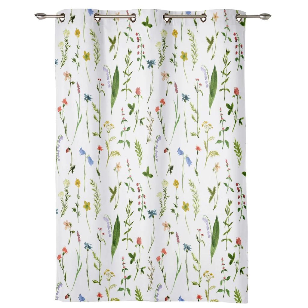 Aquarellmalerei Blumen Blätter Weiße Vorhänge für Schlafzimmer Wohnzimmer Vorhänge Küche Kinder Fenster Vorhang Wohnkultur
