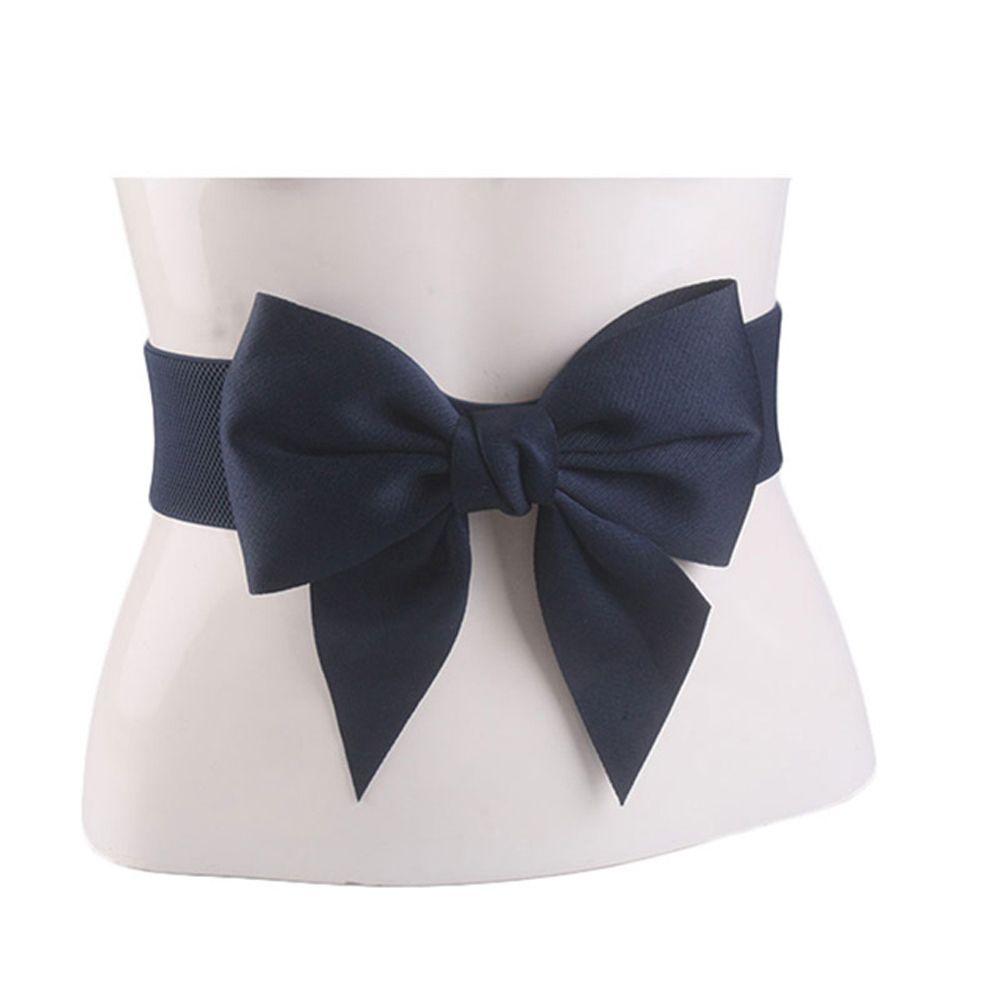 Elegant Vintage Wide Side Elastic Dress Decoration Korean Belt Women Waistbands Large Bow