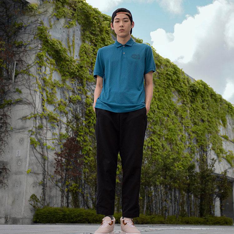 Timberland Logo Embroidered Outdoor Casual Breathable Short Sleeve Polo Shirt Men Polo Shirts Blue A4382-G94