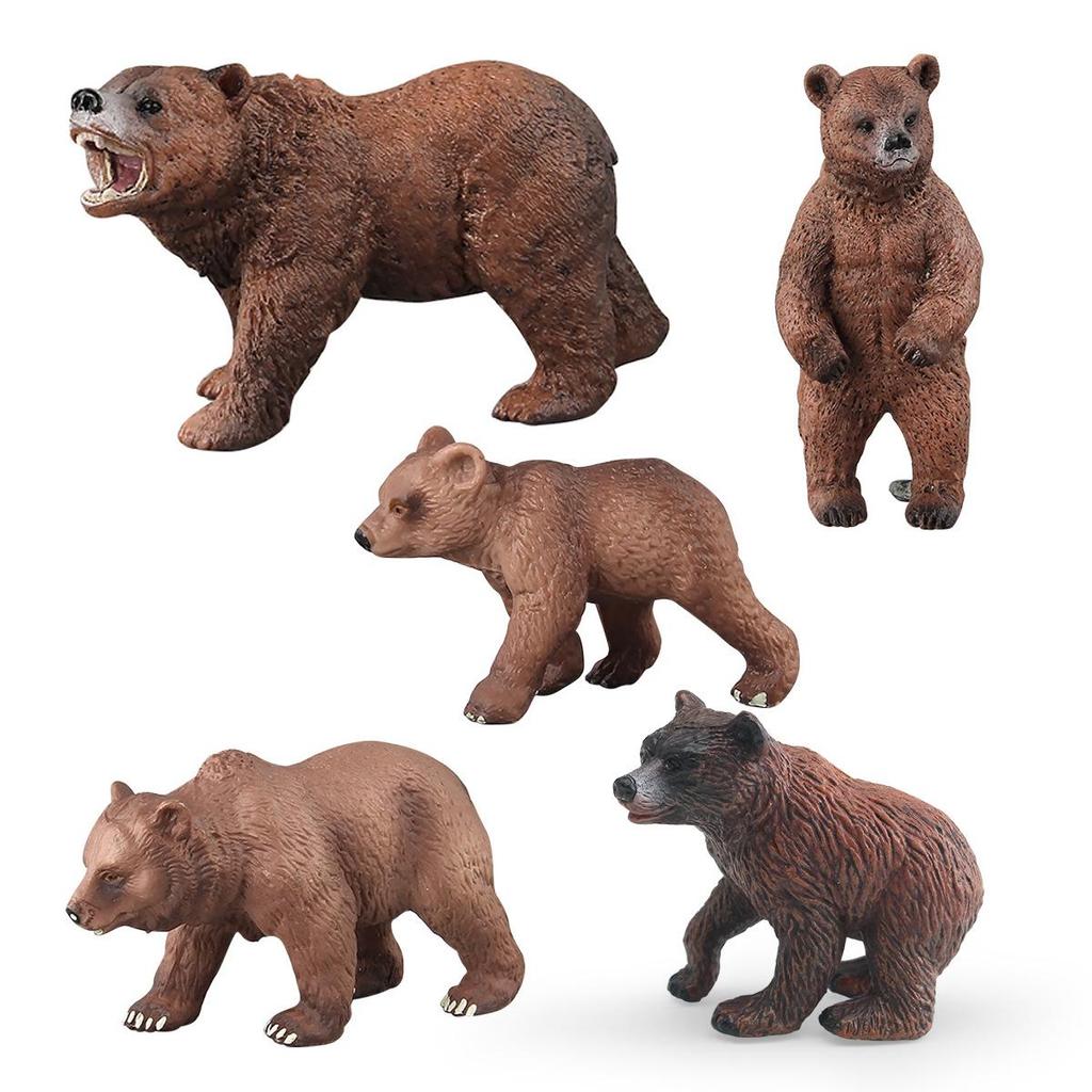 Realistic Wild Bear Toy Set: Big Brown Bear Model