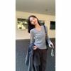 V-neck white long-sleeved T-shirt women's autumn new inner slim-fitting and thin shoulder bottoming shirt top
