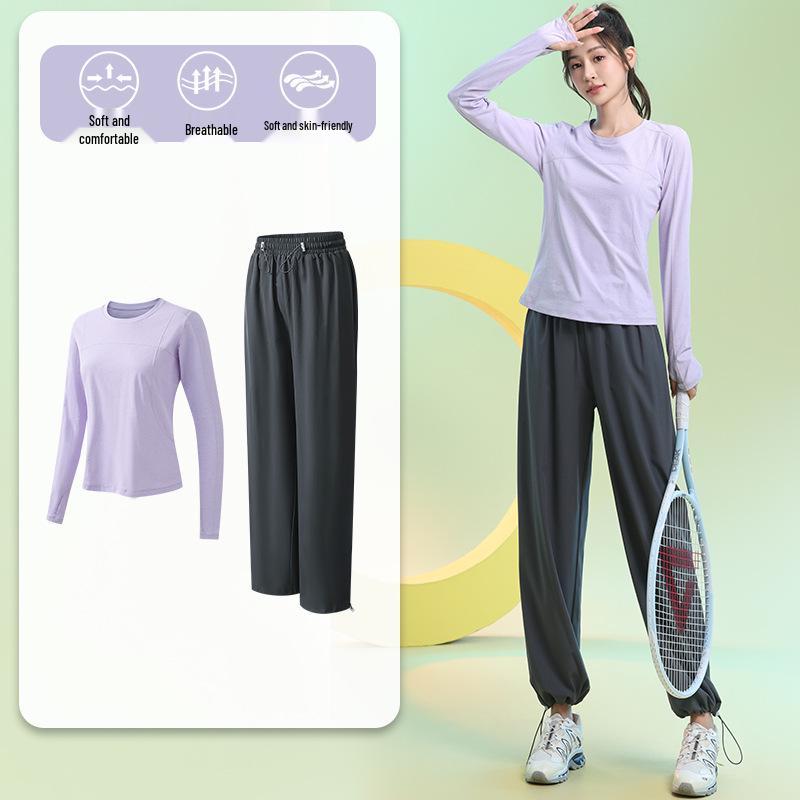 Women's Quick-Dry Slimming Sports Suit: Long Sleeve, Loose Fit for Running & Fitness