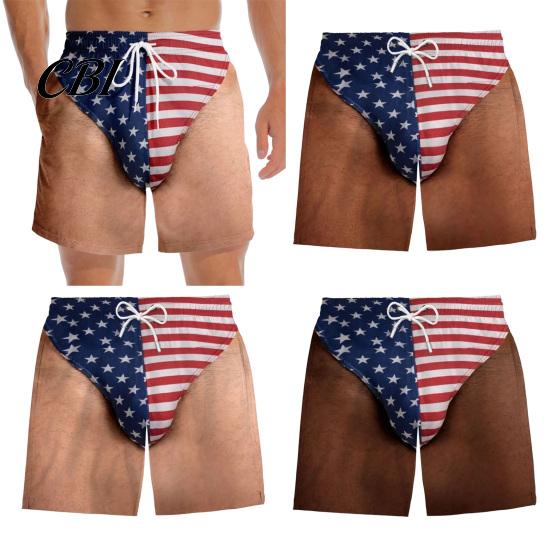 Patriottische Shorts Grappige Mannen Shorts, Amerikaanse Sterren en Strepen Zwembroek, Snel Droog Trekkoord Taille Board voor Zomer Strand