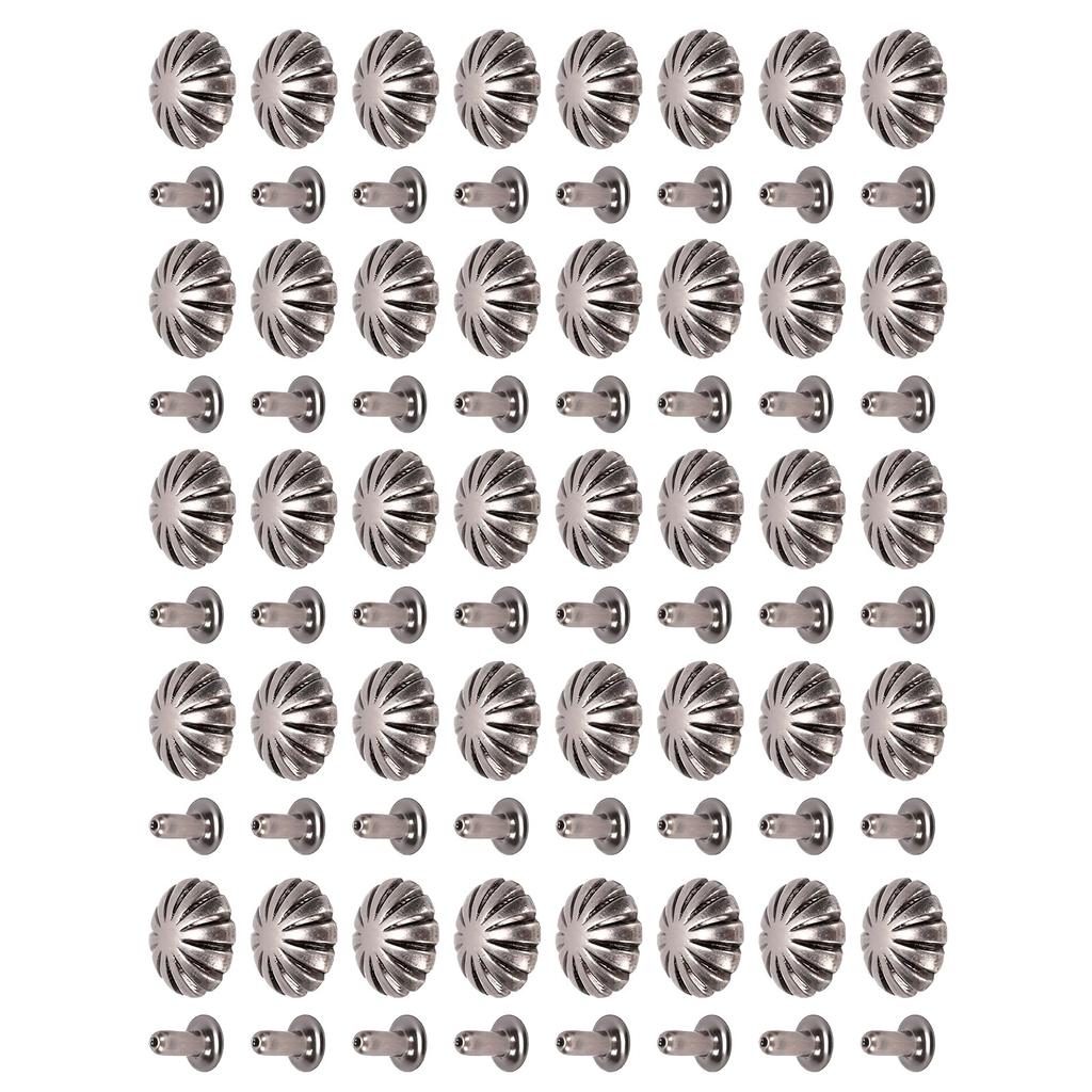 40 Sets Decorative Rivet Antique Silver 12mm Round Flower Stud and 3x7mm Iron Trumpet Base for Leather Craft Clothing