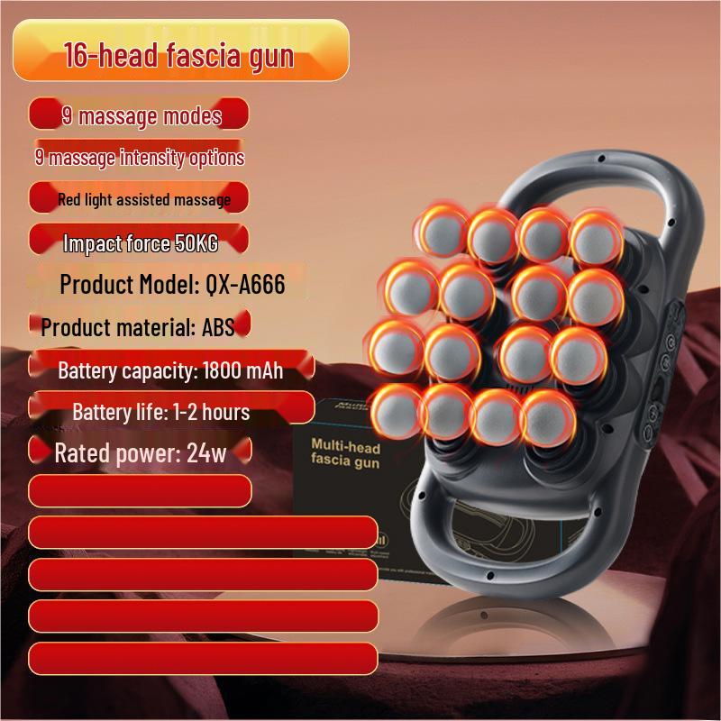 Professional 16-Head Fascia Gun Muscle Massager for Home Use - Deep Relaxation for Waist, Back, and Legs