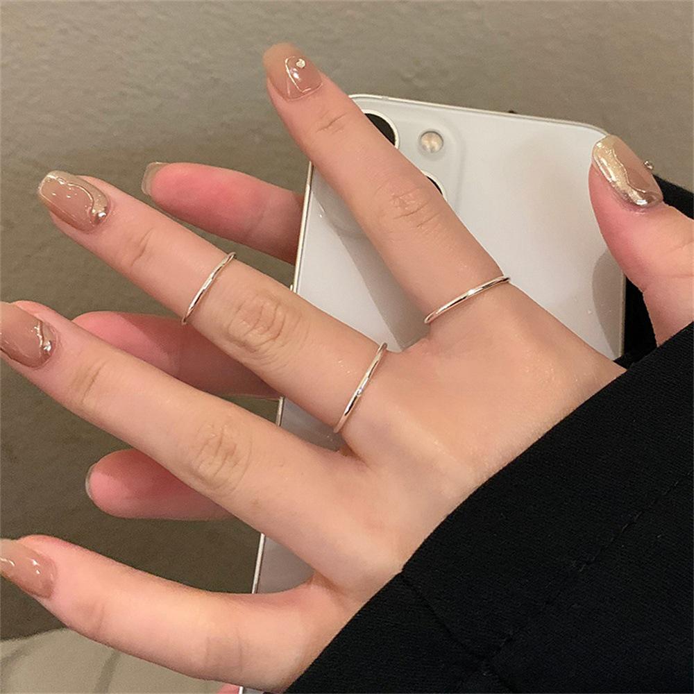 925 Sterling Silver Retro Brushed Open Finger Ring - Women's High-End Niche Light Luxury, Trendy and Non-Fading.