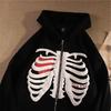 Clearance: Women's Hooded Long-Sleeve Sweatshirt - Halloween Skull Print, Loose Fit. No Returns/Exchanges.