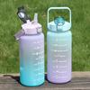 2 Liter Large Capacity Sports Water Bottle Leak Proof Colorful Plastic Cup Drinking Outdoor Travel Portable Gym Fitness Jugs