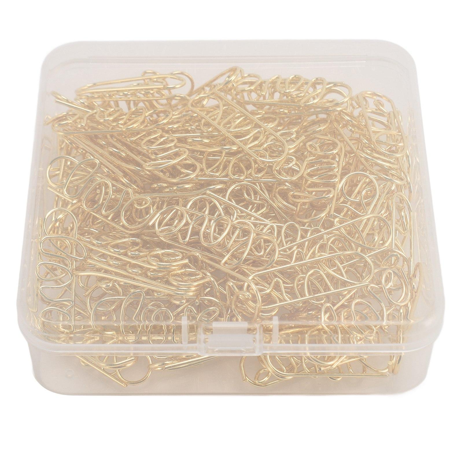 

100 шт. Универсальные инновационные скрепки с милым дизайном из нержавеющей стали для бумаги Gold