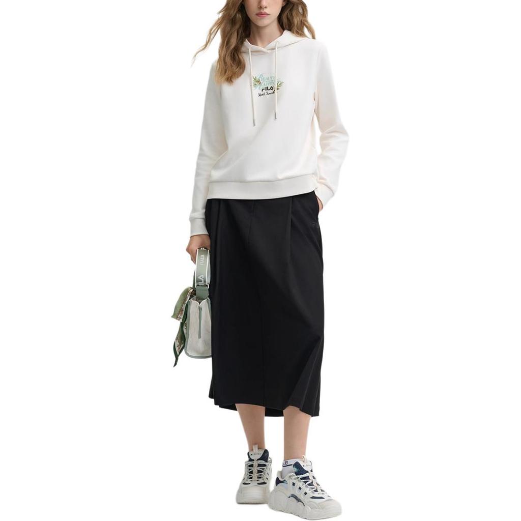 Fila X Rousseau Heritage Series Casual Comfortable Embroidered Knit Long Sleeve Sweatshirt Women Sweatshirt Oatmeal F11W448213F-BG