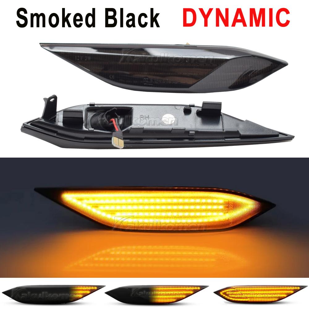 For Porsche Cayenne 958 92A 2010-2014 Clear & Smoked Lens LED Side Marker Lamp Dynamic Amber Turn Signal Blinker Indicator Light