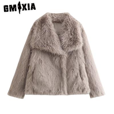 Women's Vintage Casual Solid Color Print Autumn Winter Long Sleeve POLO Neck Jackets & Coats