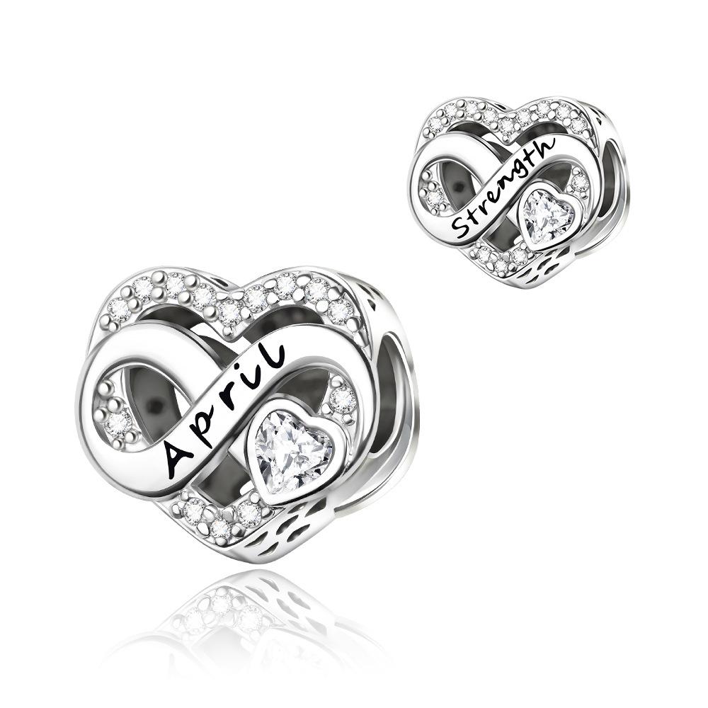 S925 Silver Zodiac Birthstone Fashion Heart Month DIY Beaded Jewelry Making Kit Accessories Set