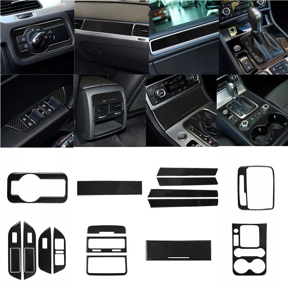 For Volkswagen VW Touareg 2011-2015 Car Carbon Fiber Sticker Version LHD Gear Shift Panel Interior Center control panel door