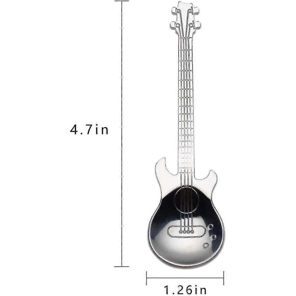 Guitar Coffee Spoons 6-park Creative Cute Spoons 18/10 Stainless Steel Teaspoons Guitar Shaped