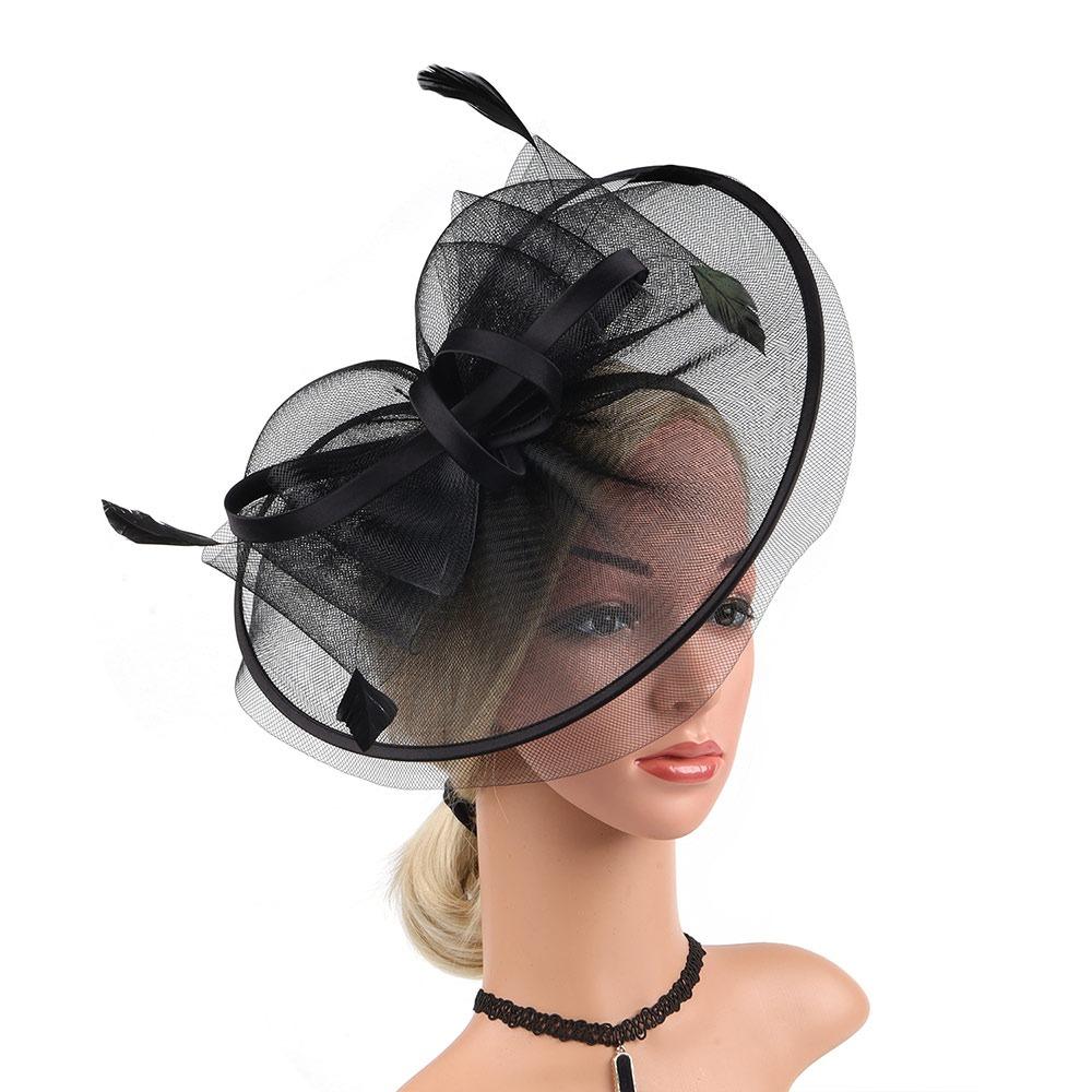 Vintage Feather Fascinators Hats Mesh Decorative Headband Tea Party Hats Hair Clip