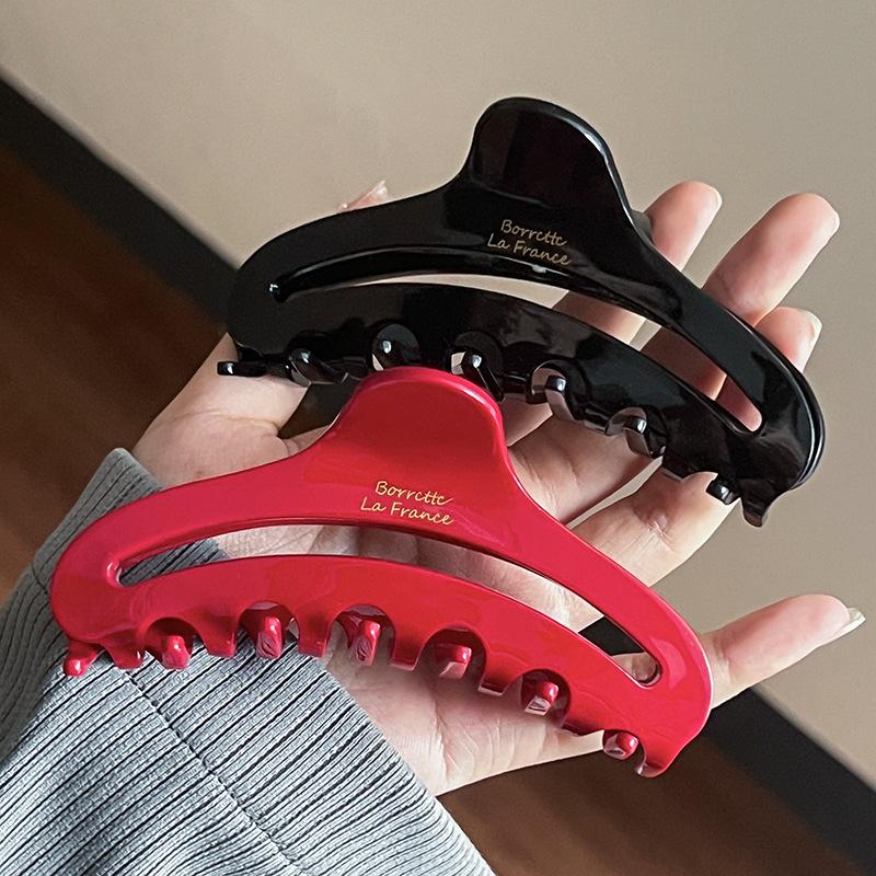 French Acetate Letter Gold Label Hollow Shark Clamp Women'S Hair Accessories Elegance Hair Clip Stylish Hair Accessories