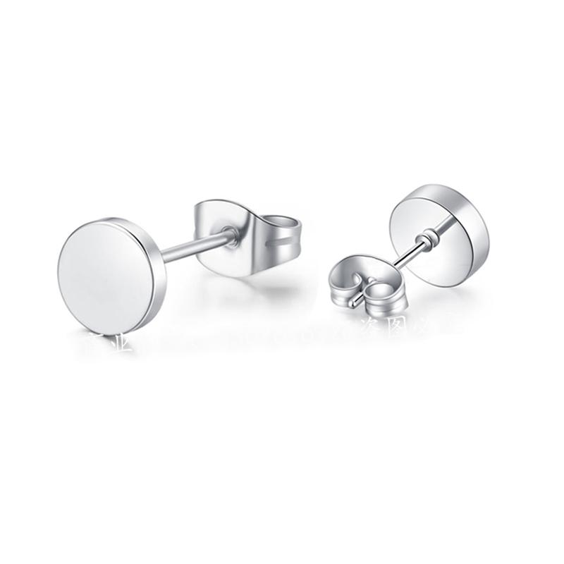 New Titanium Steel Stud Earrings for Men Women Stainless Steel Round Black Punk Ear Studs Best Gift Jewelry Accessories