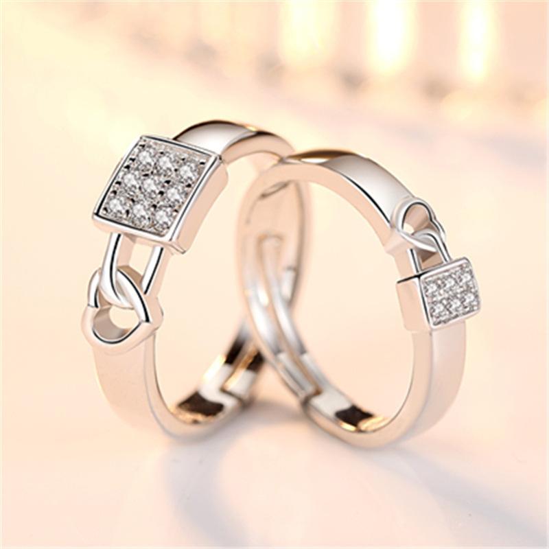 New Silver Plated Couple Ring For Lovers Forever Endless Love Heart Zircon Open Rings Wedding Engagement Anniversary Jewelry