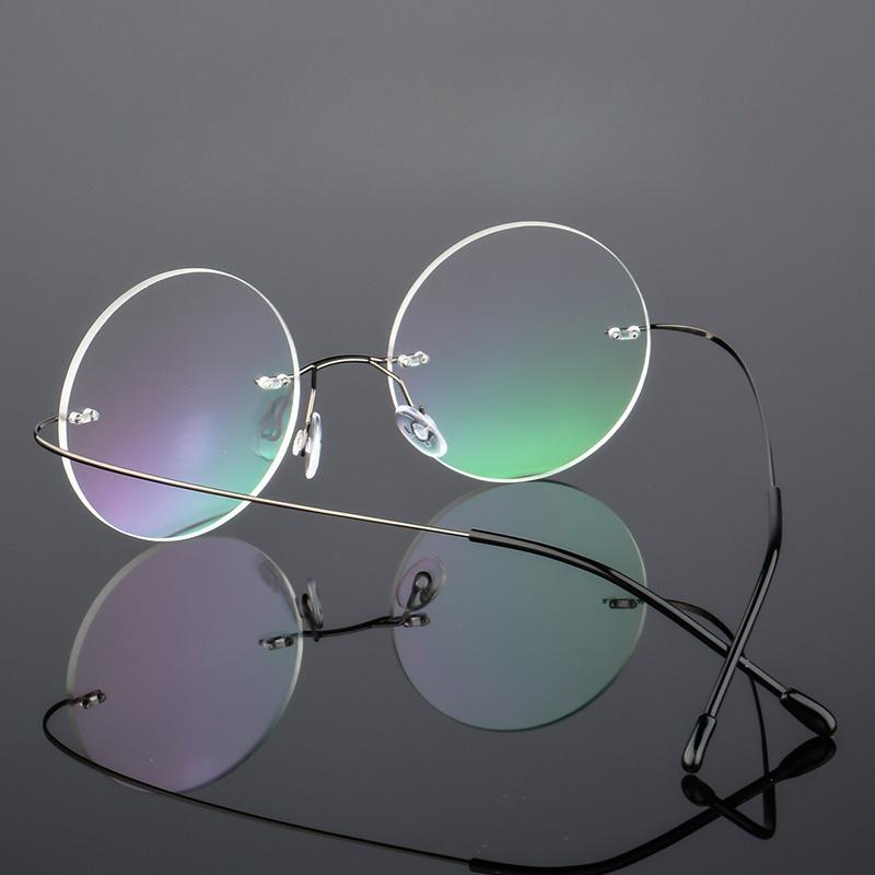 Lightweight Anti Blue Light Reading Glasses Frameless Circular UV Resistant Ultra Light Metal Frame Presbyopia Glasses