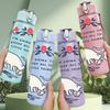 1PC Cute Cat House Retro Quote Print 750ml Color Plastic Sports Water Bottle Leakproof Flip Straw Lid Suitable for Sports Office Home Use