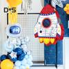 Pull String Rocket Ship Pinata Rocket Pinatas with Blindfold Bat Stick Confetti for Kids Space Themed Birthday Party Supplies