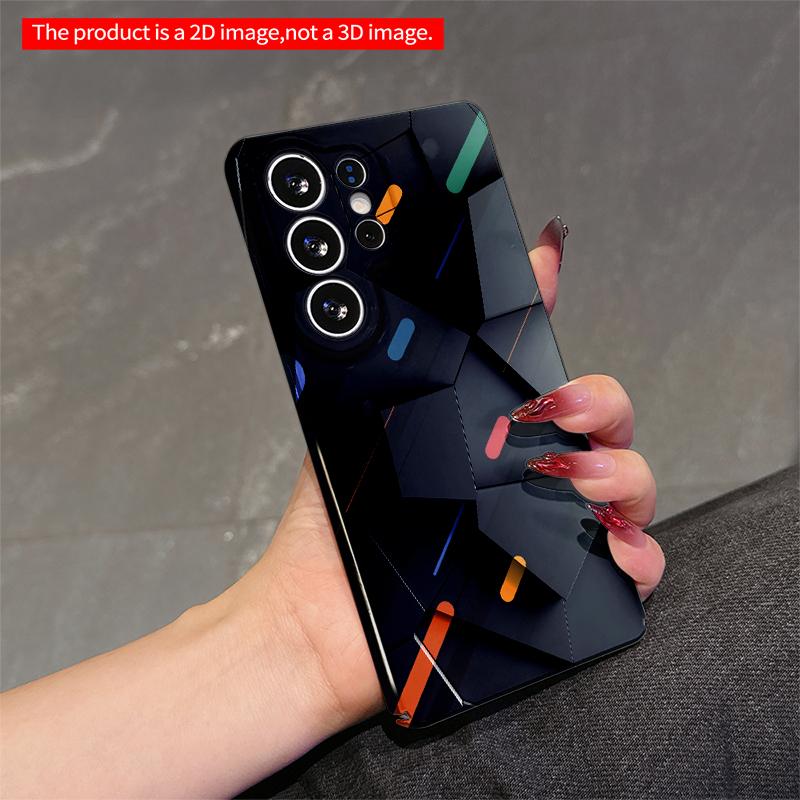 2DFlat Samsung phone case Geometric Hexagon Pattern Phone Case Applicable to Galaxy S22 S23 S24 S25ULTRA S26 A12 A13 A14 A15 A16