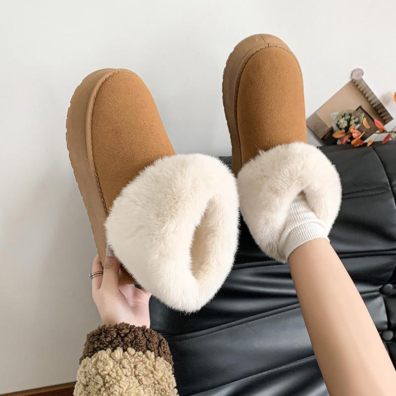 Fashion Platform Shoes Winter Women Thick Sole Snow Boots Fashion Warm Platform Round Toe Plush Casual Botas De Mujer Non-slip Shoes