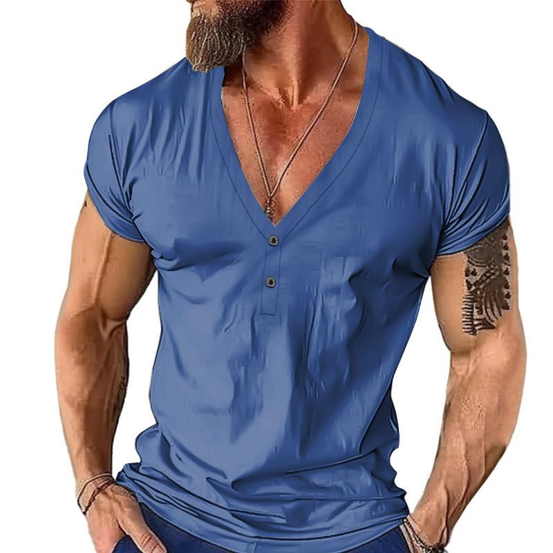 Summer New Men's Versatile Design T-shirts Loose Casual Color Matching Temperament Short Sleeves