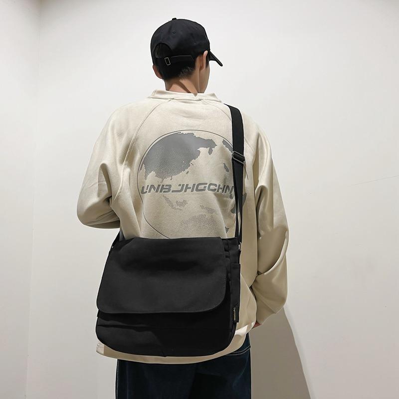 Simple Large-capacity Bag New Canvas Bag Female College Student Couple One-shoulder Messenger Bag